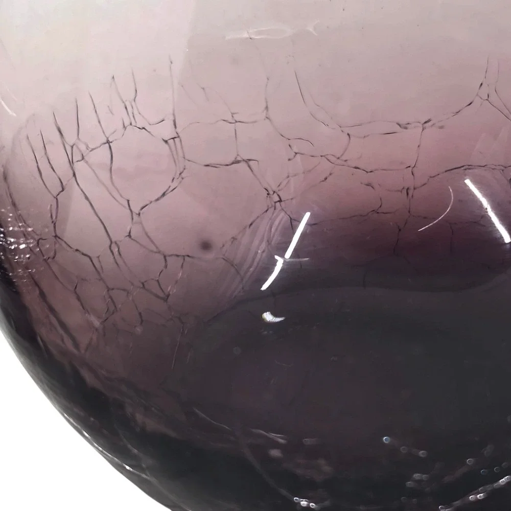 Set of 2 Pier 1 Crackle Purple Amethyst Stemless Wine Glasses 4-1/4